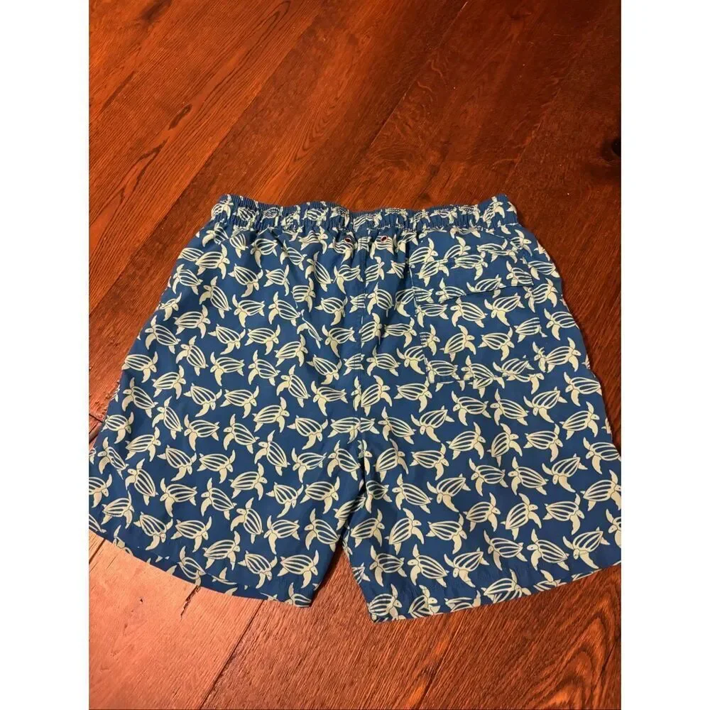 Tom & Teddy sea turtle blue swim trunks L